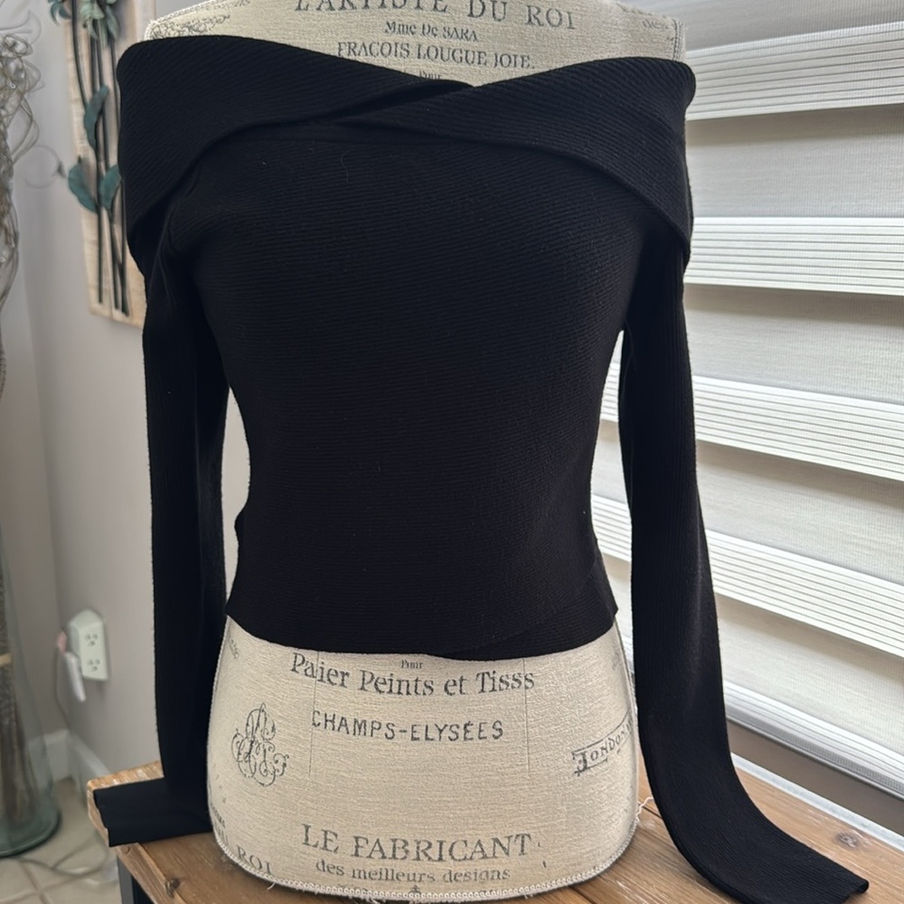 A.L.C. Black Off-the-Shoulder Sweater